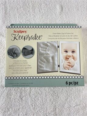 Sculpey Keepsake Oven-Bake Clay & Frame Set Baby Handprint Impression Kit NEW